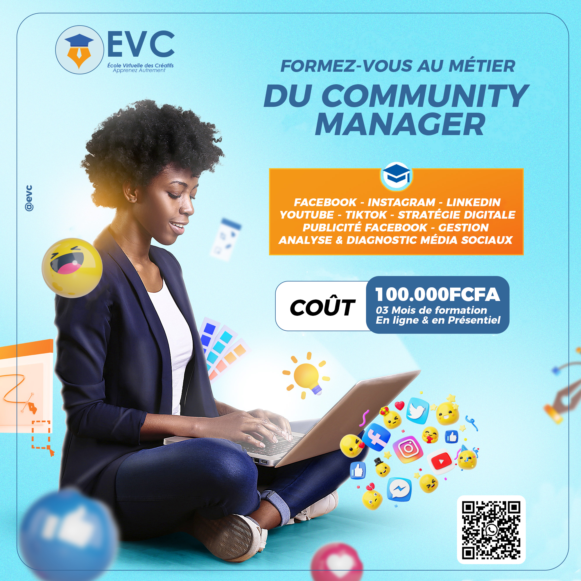 Apprenez le Métiier du community Manager à l'Ecole Virtuelle des Créatifs à Abidjan